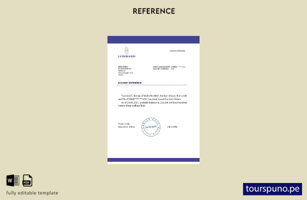 Plantilla de referencia del Banco Lombardo de Malta lista para imprimir